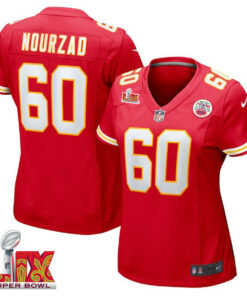 Hunter Nourzad #60 Kansas City Chiefs Super Bowl LIX Women's Jersey - Red JS6142 nicesnker