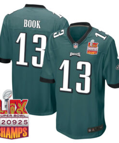 Ian Book 13 Philadelphia Eagles Super Bowl LIX Champions Patch Game Men Jersey - Midnight Green JS5278 nicesnker