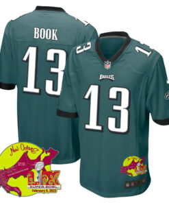 Ian Book 13 Philadelphia Eagles Super Bowl LIX New Orleans Patch Game Men Jersey - Midnight Green JS1819 nicesnker