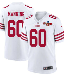Ilm Manning 60 San Francisco 49ers NFC Champions Patch Game Men Jersey - White JS4818 nicesnker