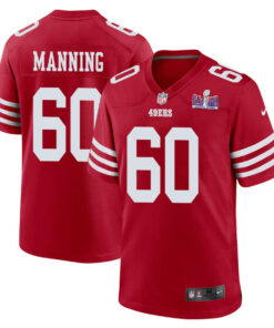 Ilm Manning 60 San Francisco 49ers Super Bowl LVIII Patch Game Men Jersey - Scarlet JS9346 nicesnker