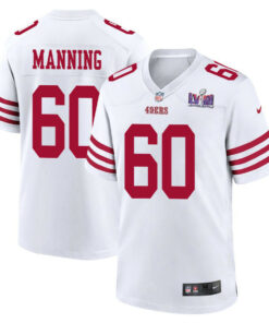 Ilm Manning 60 San Francisco 49ers Super Bowl LVIII Patch Game Men Jersey - White JS7469 nicesnker