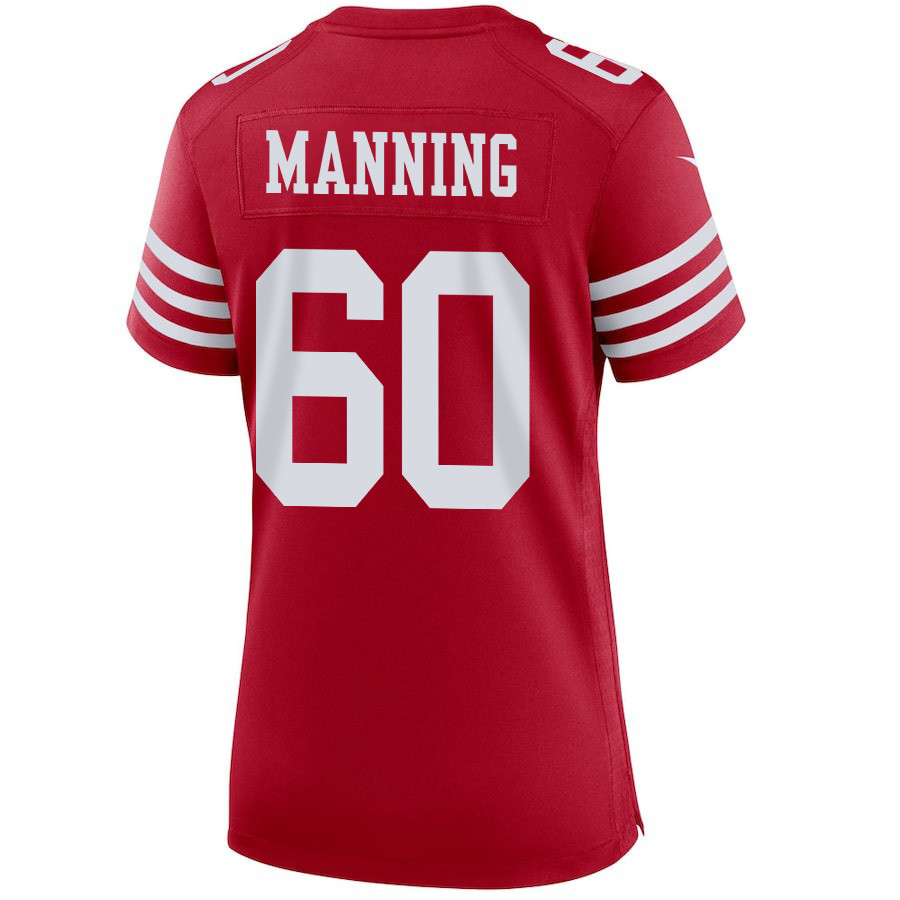 Ilm Manning 60 San Francisco 49ers Super Bowl LVIII Patch Game Women Jersey - Scarlet JS3622 nicesnker - Image 3