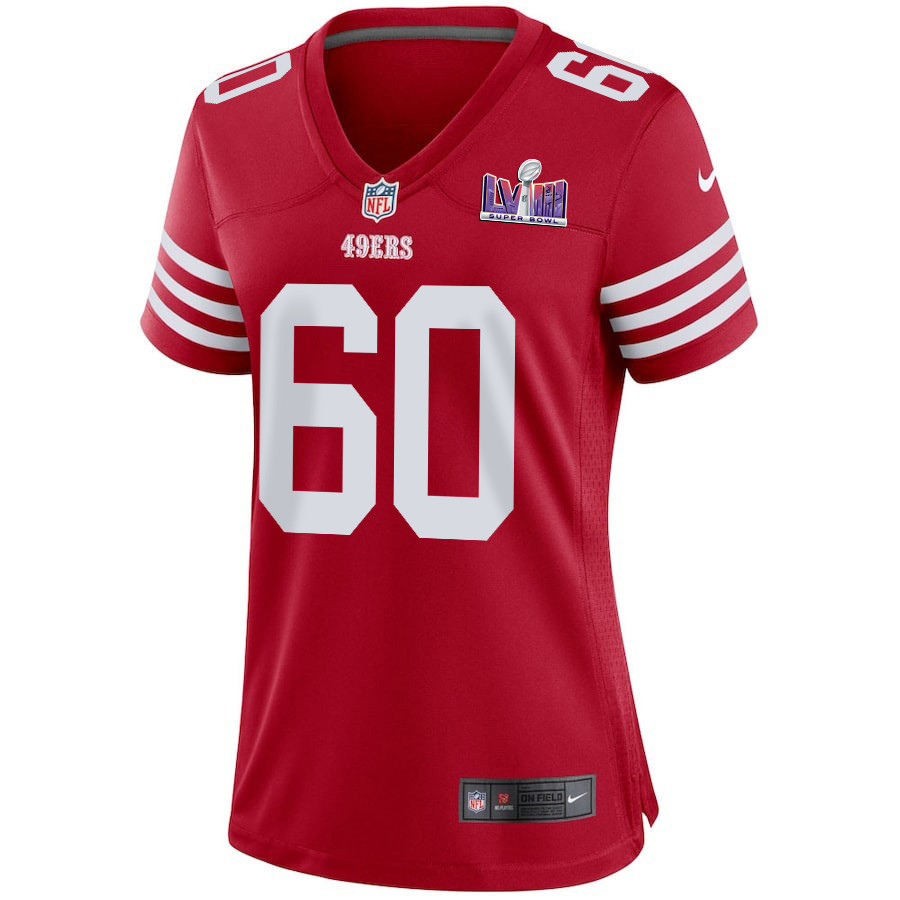 Ilm Manning 60 San Francisco 49ers Super Bowl LVIII Patch Game Women Jersey - Scarlet JS3622 nicesnker - Image 2