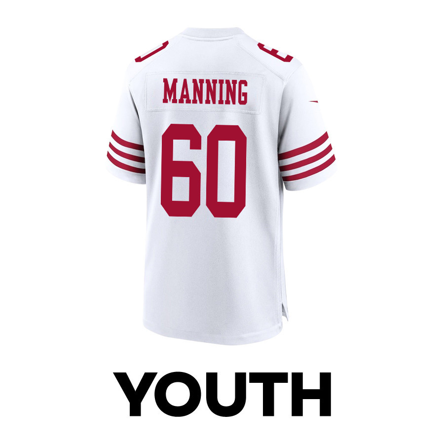 Ilm Manning 60 San Francisco 49ers Super Bowl LVIII Patch Game YOUTH Jersey - White JS6709 nicesnker - Image 3