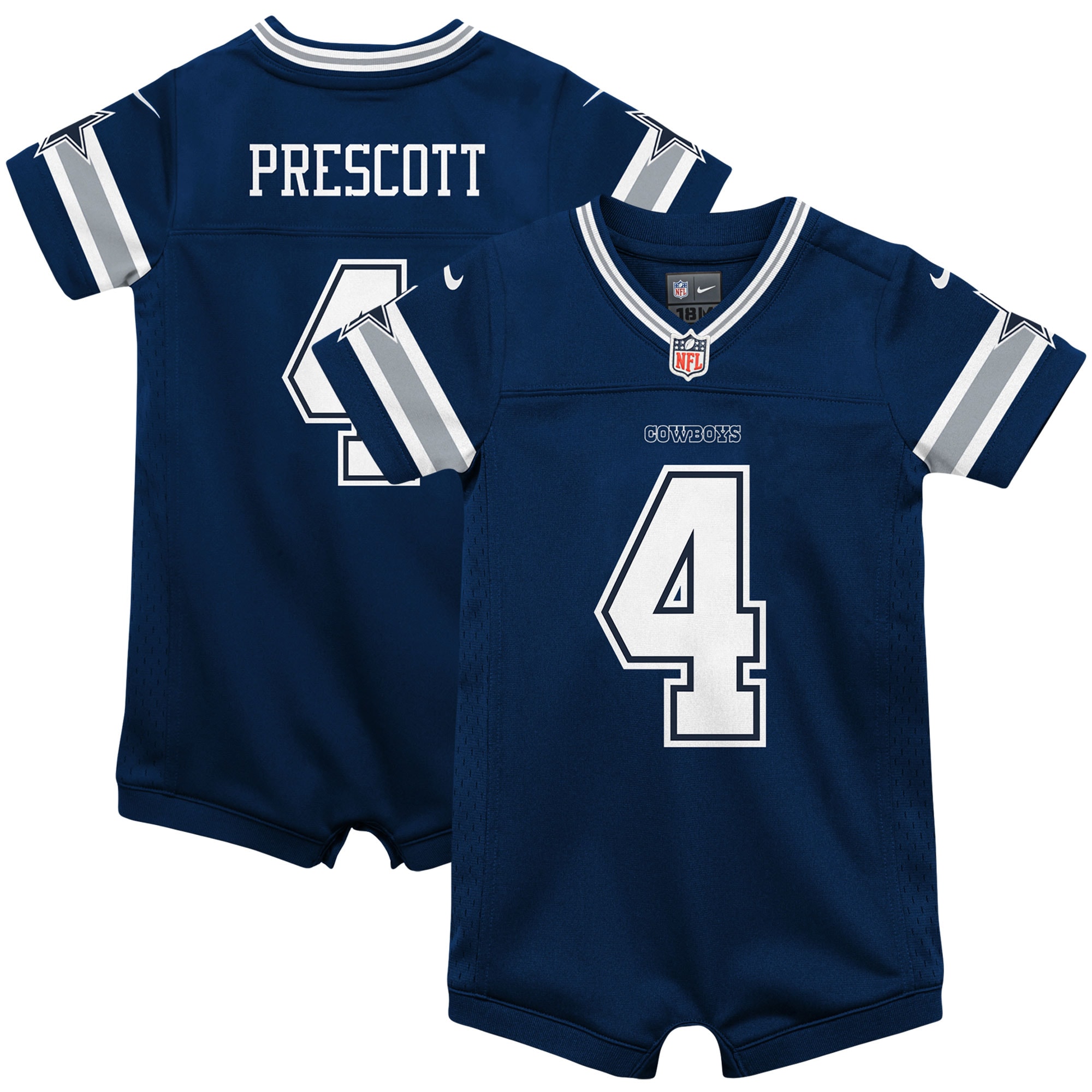 Infant Dallas Cowboys Dak Prescott Navy Game Jersey Romper JS6102 nicesnker