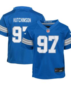 Infant Detroit Lions Aidan Hutchinson Blue Team Player Game Jersey JS4699 nicesnker