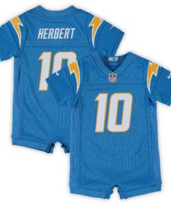 Infant Los Angeles Chargers Justin Herbert Powder Blue Game Romper Jersey JS7161 nicesnker