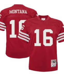 Infant San Francisco 49ers Joe Montana Mitchell & Ness Scarlet 1990 Retired Legacy Jersey JS1962 nicesnker