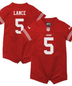 Infant San Francisco 49ers Trey Lance Scarlet Romper Game Jersey JS6016 nicesnker