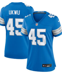 Isaac Ukwu 45 Detroit Lions Women's Game Jersey - Blue JS9045 nicesnker