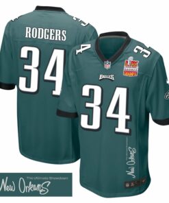 Isaiah Rodgers 34 Philadelphia Eagles Super Bowl LIX Champions Patch 'New Orleans - The Ultimate Showdown' EMBROIDERED Game Men Jersey - Midnight Green JS6648 nicesnker