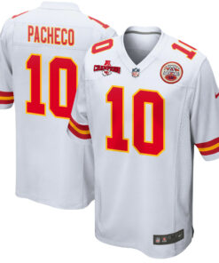 Isiah Pacheco 10 Kansas City Chiefs AFC Champions Patch Game Men Jersey - White JS4911 nicesnker
