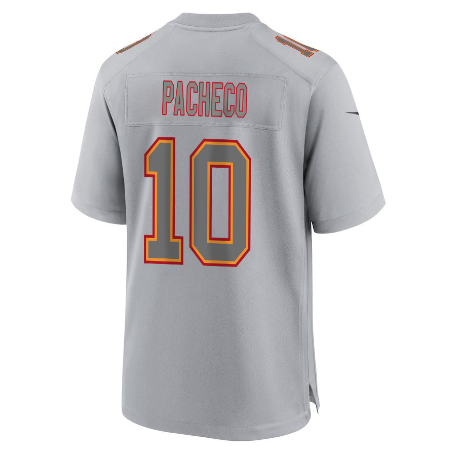 Isiah Pacheco 10 Kansas City Chiefs Super Bowl LVIII Champions 4 Stars Patch Atmosphere Fashion Game Men Jersey - Gray JS1644 nicesnker - Image 3