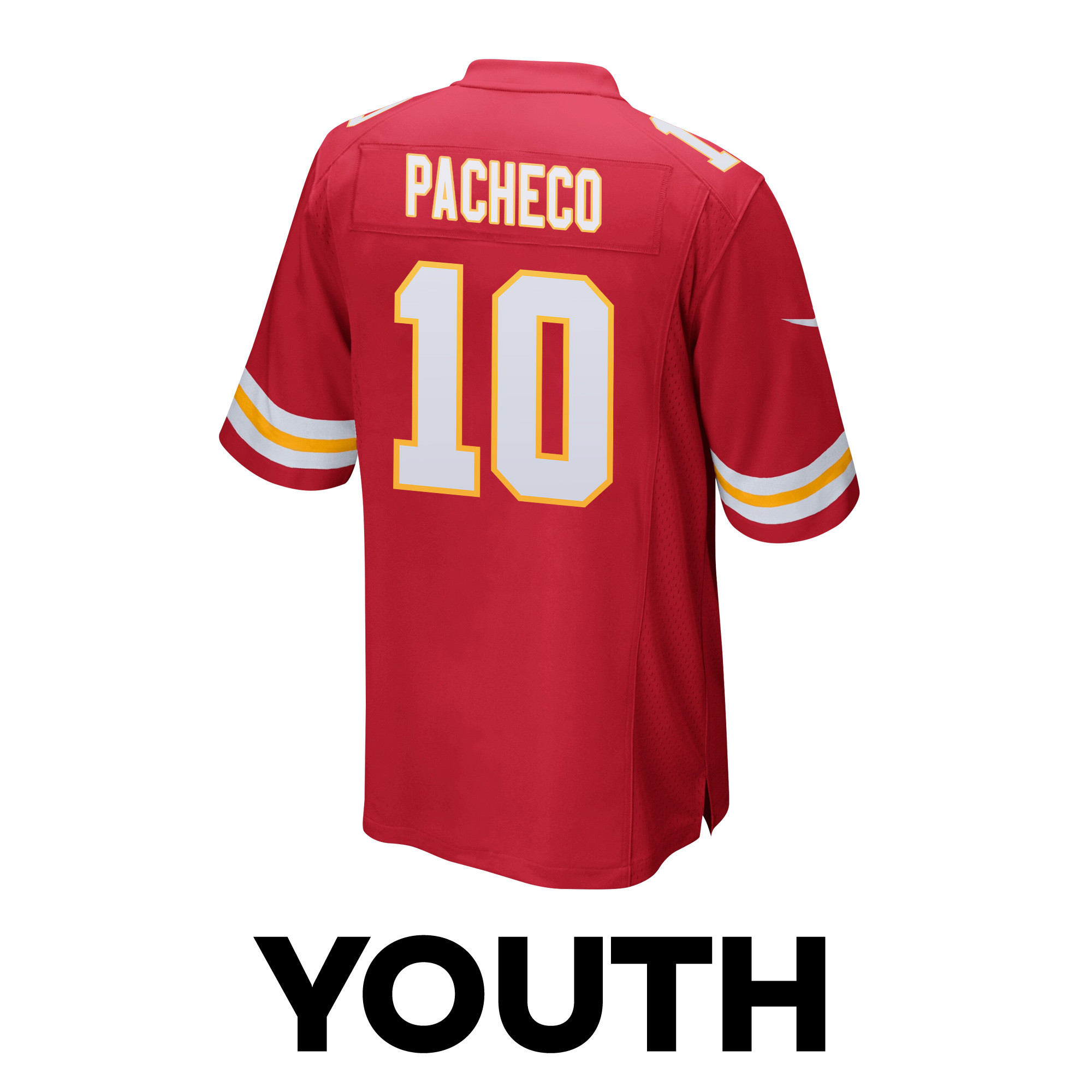 Isiah Pacheco 10 Kansas City Chiefs Super Bowl LVIII Champions 4 Stars Patch Game YOUTH Jersey - Red JS8724 nicesnker - Image 3