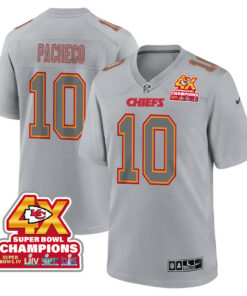 Isiah Pacheco 10 Kansas City Chiefs Super Bowl LVIII Champions 4X Atmosphere Fashion Game Men Jersey - Gray JS1148 nicesnker