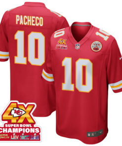 Isiah Pacheco 10 Kansas City Chiefs Super Bowl LVIII Champions 4X Game Men Jersey - Red JS9845 nicesnker