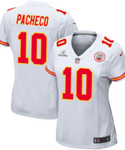 Isiah Pacheco 10 Kansas City Chiefs Super Bowl LVIII Patch Game Women Jersey - White JS3714 nicesnker