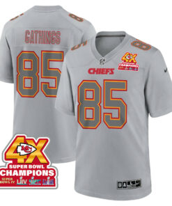 Izaiah Gathings 85 Kansas City Chiefs Super Bowl LVIII Champions 4X Atmosphere Fashion Game Men Jersey - Gray JS2670 nicesnker