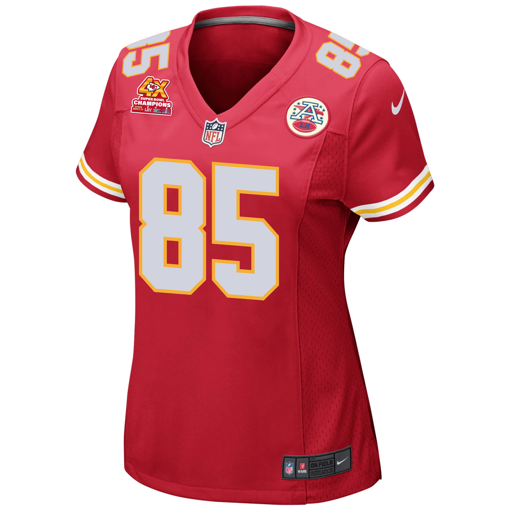 Izaiah Gathings 85 Kansas City Chiefs Super Bowl LVIII Champions 4X Game Women Jersey - Red JS1760 nicesnker - Image 2