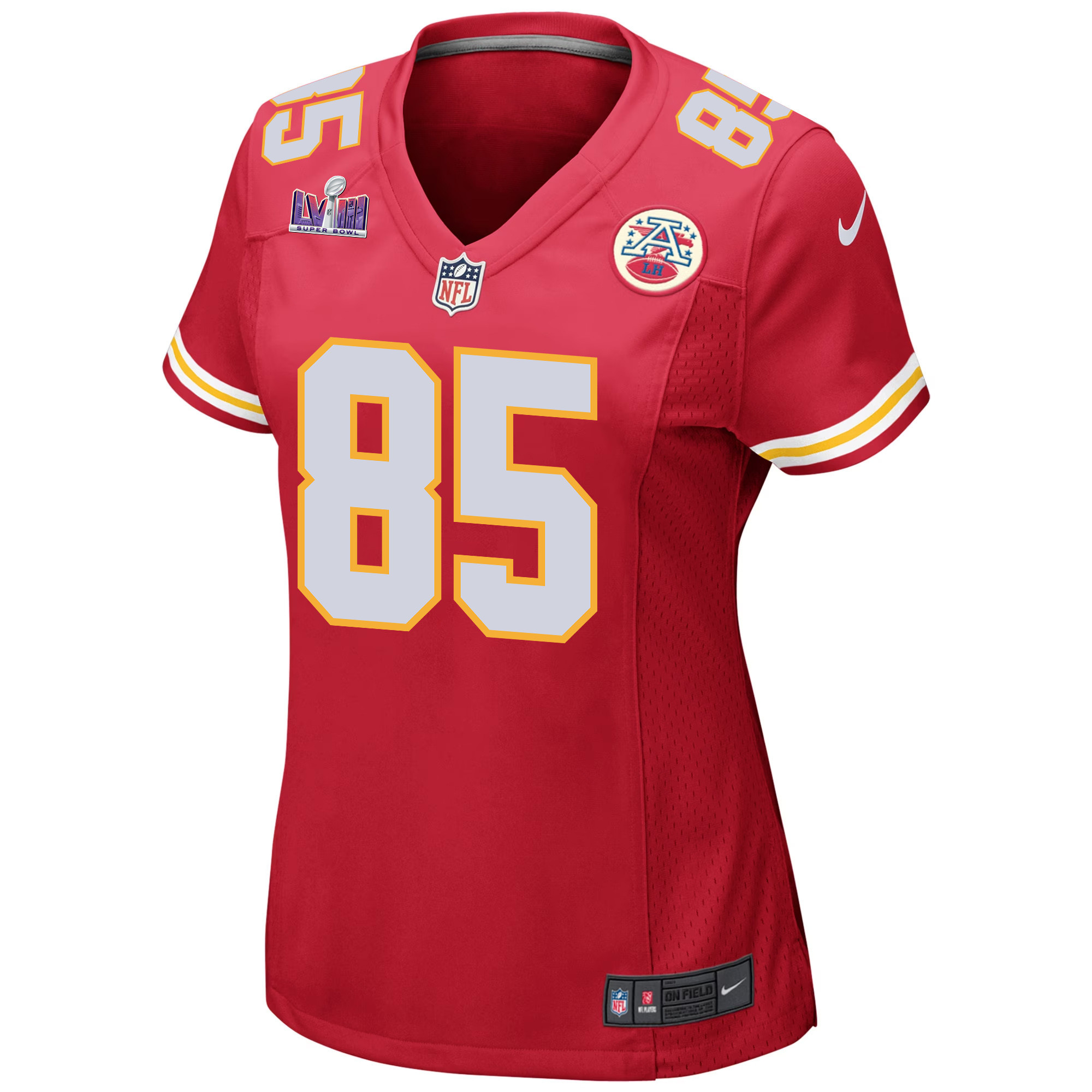 Izaiah Gathings 85 Kansas City Chiefs Super Bowl LVIII Patch Game Women Jersey - Red JS3106 nicesnker - Image 2