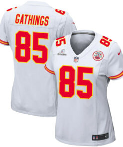 Izaiah Gathings 85 Kansas City Chiefs Super Bowl LVIII Patch Game Women Jersey - White JS8765 nicesnker