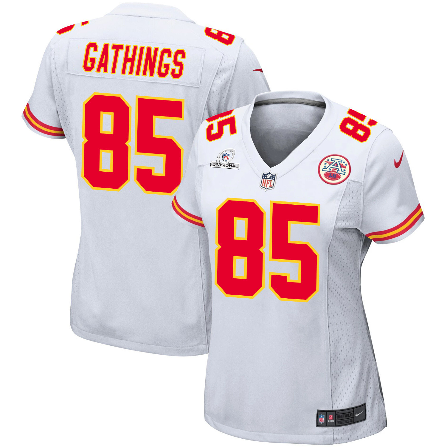 Izaiah Gathings 85 Kansas City Chiefs Super Bowl LVIII Patch Game Women Jersey - White JS8765 nicesnker