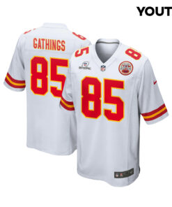 Izaiah Gathings 85 Kansas City Chiefs Super Bowl LVIII Patch Game YOUTH Jersey - White JS9128 nicesnker
