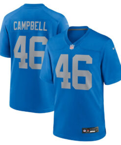 Jack Campbell 46 Detroit Lions Alternate Game Men Jersey - Blue JS1745 nicesnker