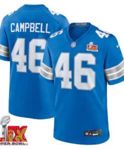 Jack Campbell #46 Detroit Lions Super Bowl LIX Jersey - Men's - Blue JS9057 nicesnker