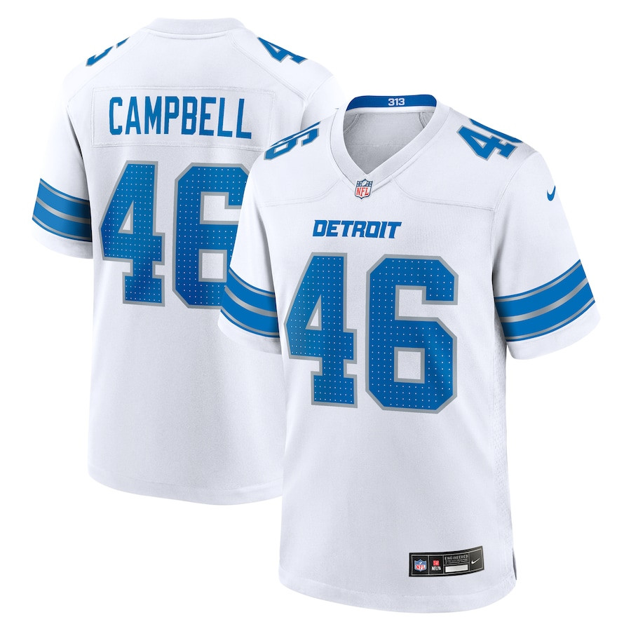Jack Campbell 46 Detroit Lions White Game Men Jersey - White JS1639 nicesnker
