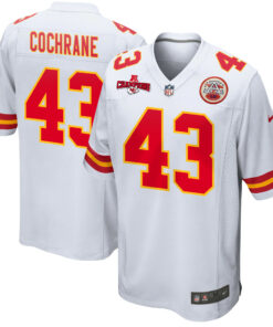 Jack Cochrane 43 Kansas City Chiefs AFC Champions Patch Game Men Jersey - White JS4460 nicesnker