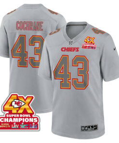 Jack Cochrane 43 Kansas City Chiefs Super Bowl LVIII Champions 4X Atmosphere Fashion Game Men Jersey - Gray JS6007 nicesnker