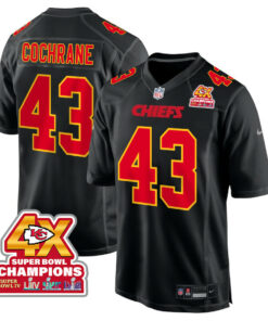 Jack Cochrane 43 Kansas City Chiefs Super Bowl LVIII Champions 4X Fashion Game Men Jersey - Carbon Black JS4758 nicesnker