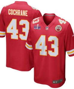 Jack Cochrane 43 Kansas City Chiefs Super Bowl LVIII Patch Game Men Jersey - Red JS1505 nicesnker