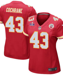 Jack Cochrane 43 Kansas City Chiefs Super Bowl LVIII Patch Game Women Jersey - Red JS5713 nicesnker