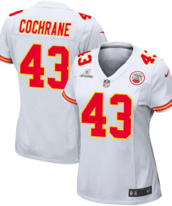 Jack Cochrane 43 Kansas City Chiefs Super Bowl LVIII Patch Game Women Jersey - White JS4400 nicesnker