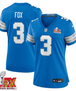 Jack Fox #3 Detroit Lions Super Bowl LIX Women's Jersey - Blue JS8623 nicesnker