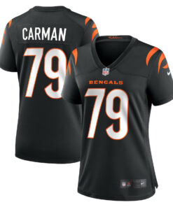Jackson Carman 79 Cincinnati Bengals Women Game Jersey - Black JS9482 nicesnker