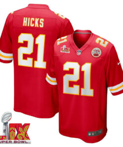 Jaden Hicks #21 Kansas City Chiefs Super Bowl LIX Jersey - Men's - Red JS9609 nicesnker