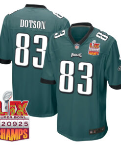 Jahan Dotson 83 Philadelphia Eagles Super Bowl LIX Champions Patch Game Men Jersey - Midnight Green JS9881 nicesnker