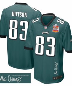 Jahan Dotson 83 Philadelphia Eagles Super Bowl LIX Champions Patch 'New Orleans - The Ultimate Showdown' EMBROIDERED Game Men Jersey - Midnight Green JS5901 nicesnker