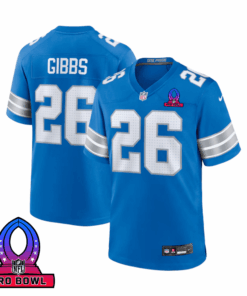 Jahmyr Gibbs 26 Detroit Lions 2025 Pro Bowl Patch Game Men Jersey - Blue JS1302 nicesnker