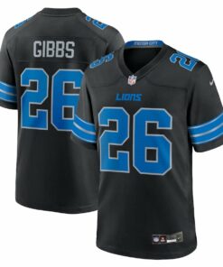 Jahmyr Gibbs 26 Detroit Lions 2nd Alternate Game Jersey - Men, Black JS3184 nicesnker