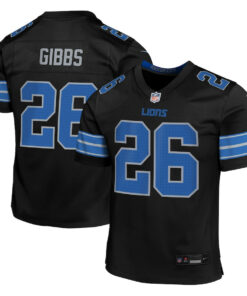 Jahmyr Gibbs 26 Detroit Lions Alternate Player Game YOUTH Jersey - Black JS9331 nicesnker