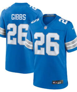 Jahmyr Gibbs 26 Detroit Lions Game Jersey - Men, Blue JS9047 nicesnker