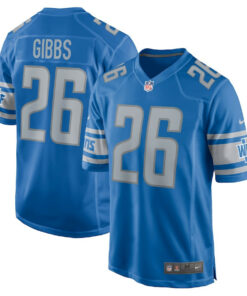 Jahmyr Gibbs 26 Detroit Lions Men Game Jersey - Blue JS5983 nicesnker