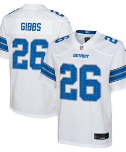 Jahmyr Gibbs 26 Detroit Lions Player Game YOUTH Jersey - White JS7518 nicesnker