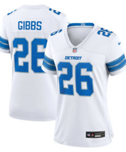 Jahmyr Gibbs 26 Detroit Lions Women's White Game Jersey - White JS2764 nicesnker