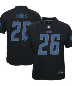 Jahmyr Gibbs 26 Detroit Lions YOUTH Fashion Game Jersey - Black JS3944 nicesnker